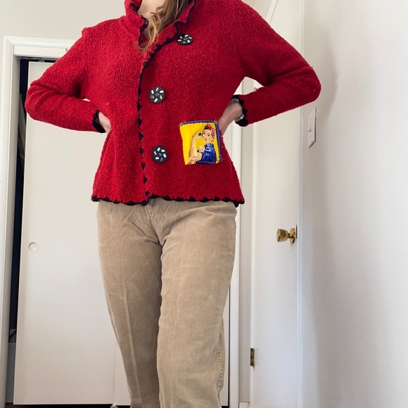 We Can Do It! Cardigan, upcycled, homemade - Picture 4 of 4